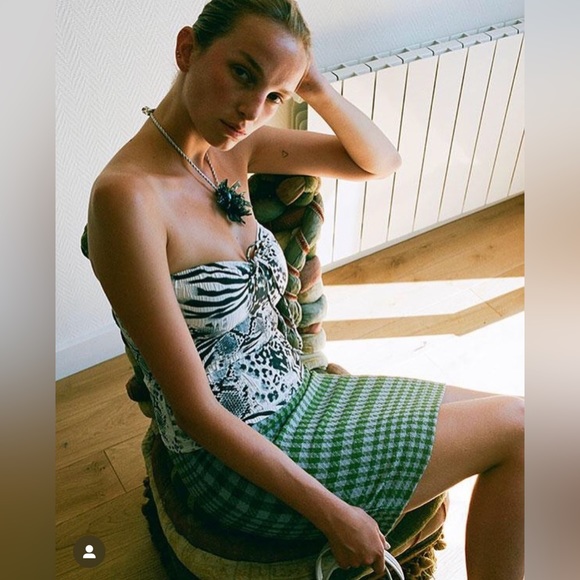 Maryam Nassir Zadeh Maxime Skirt in Sea Plaid - Picture 2 of 7